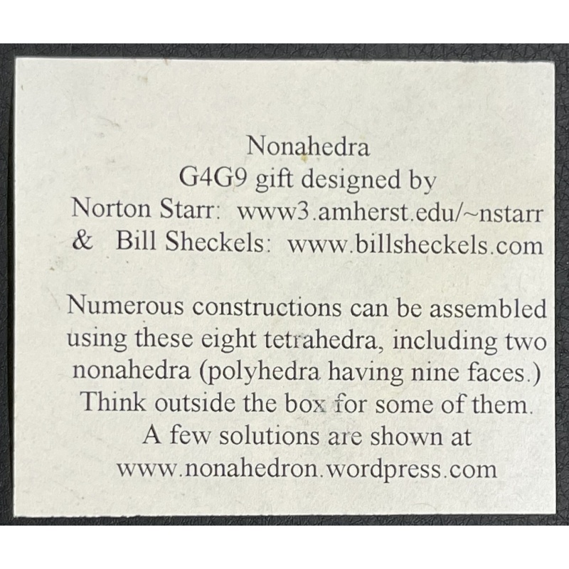 Nonahedra - G4G9 Gift by Norton Starr and Bill Sheckels