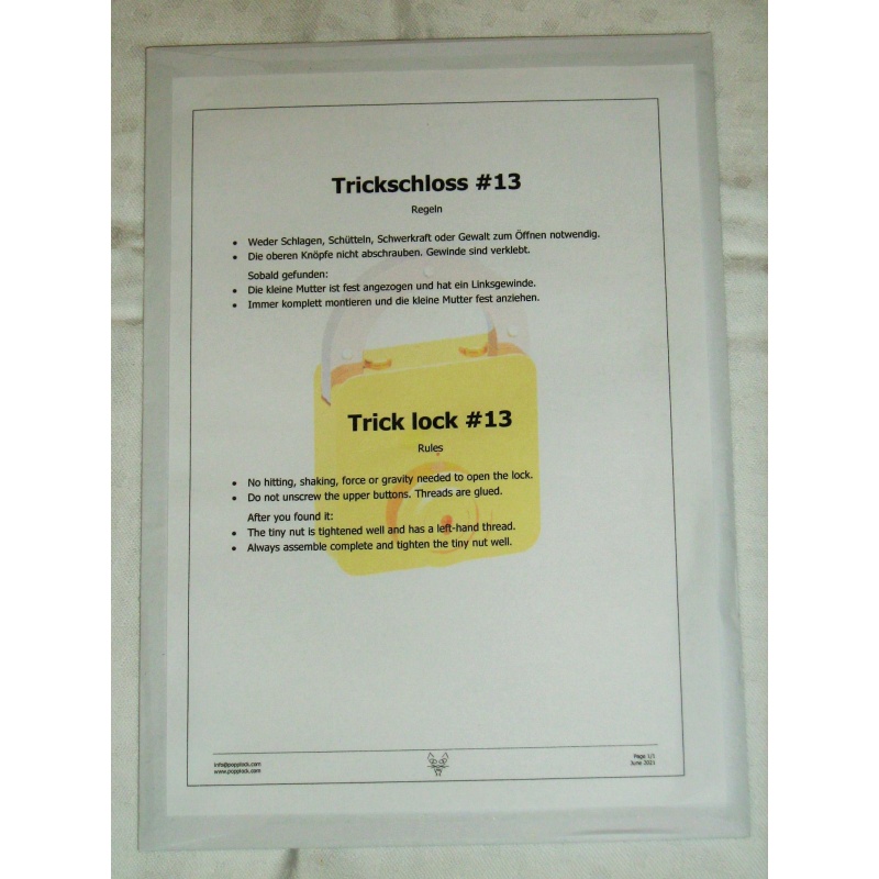 Popplock T13 puzzle lock