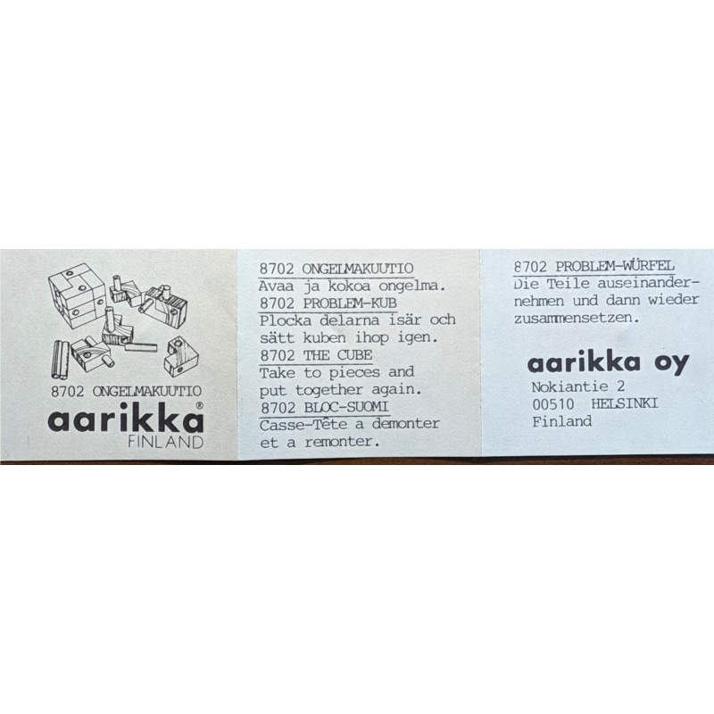 Ongelmakuutio / The Cube by Aarikka