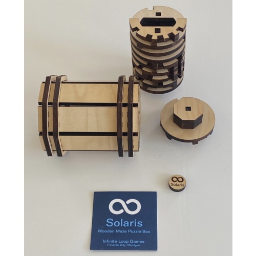 DAMAGED Solaris Wooden Maze Puzzle Box, Hidden Compartment