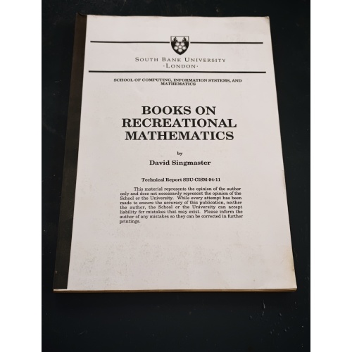 Singmaster - Books on Recreational Mathematics