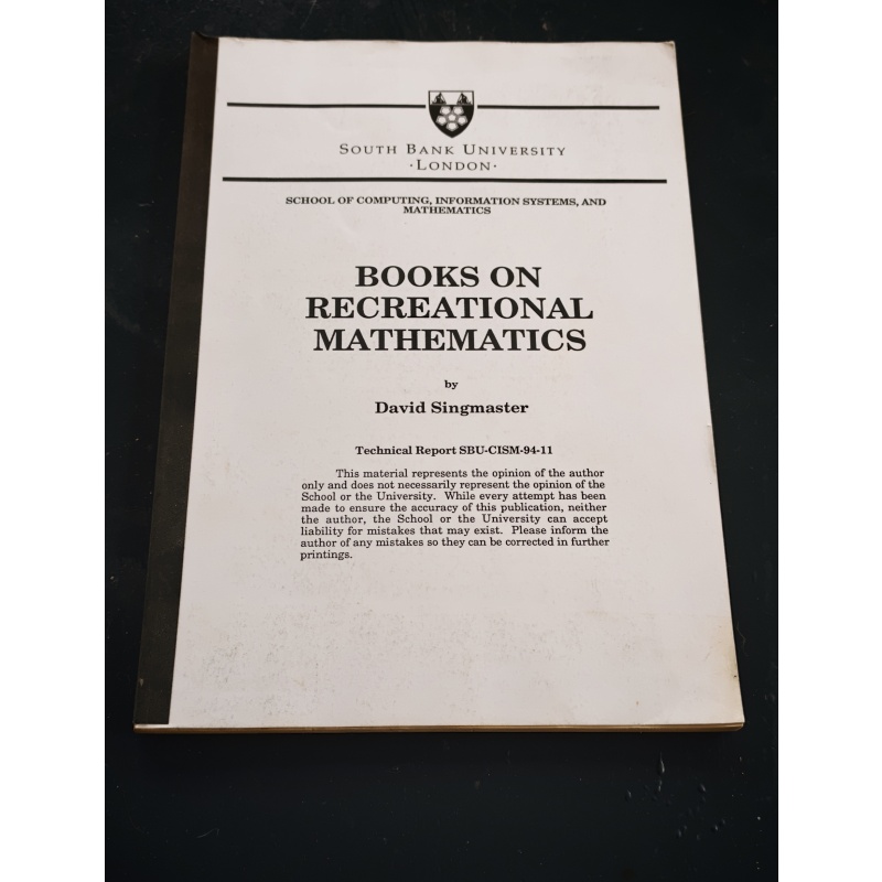 Singmaster - Books on Recreational Mathematics