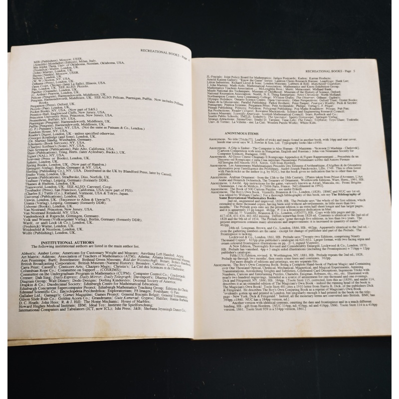 Singmaster - Books on Recreational Mathematics