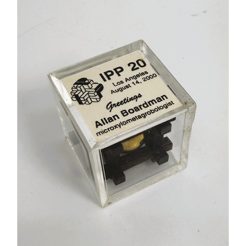 Ball in the Cage micro wooden cage burr with gold ball