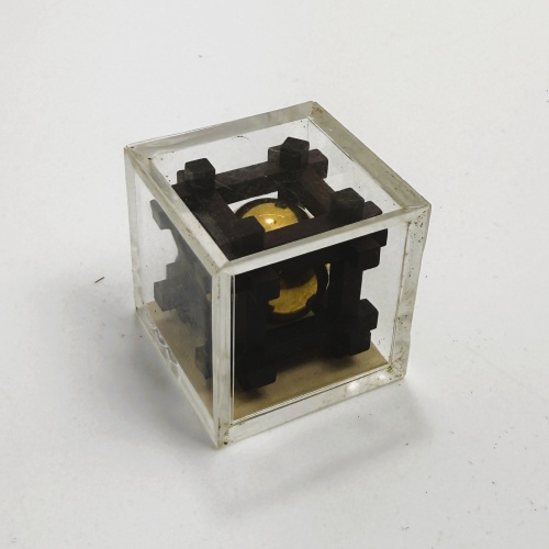 Ball in the Cage micro wooden cage burr with gold ball