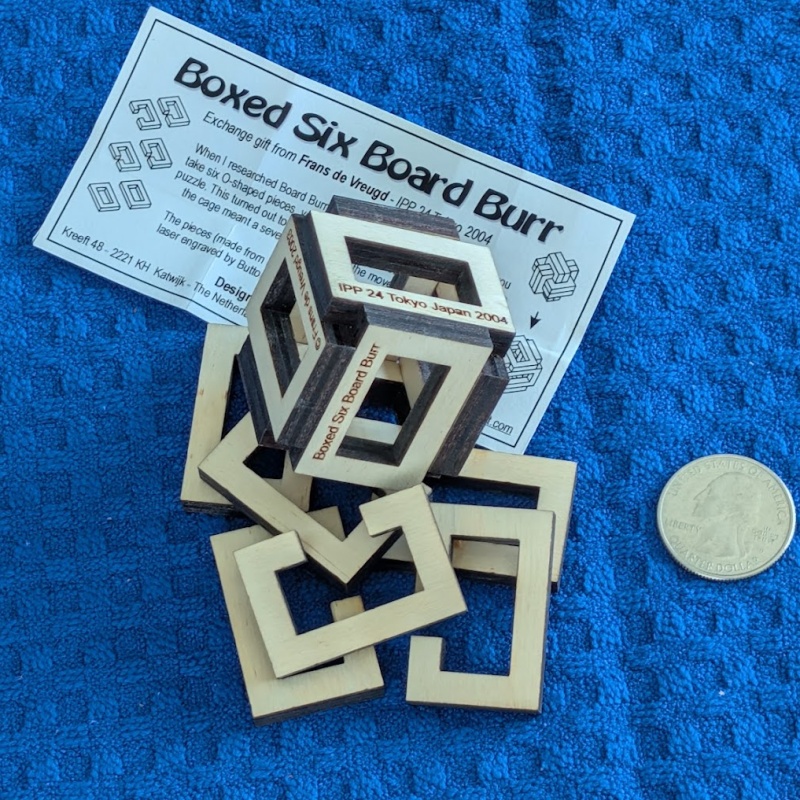 Boxed Six Board Burr (IPP24) by Frans de Vreugd / Buttonius Puzzles
