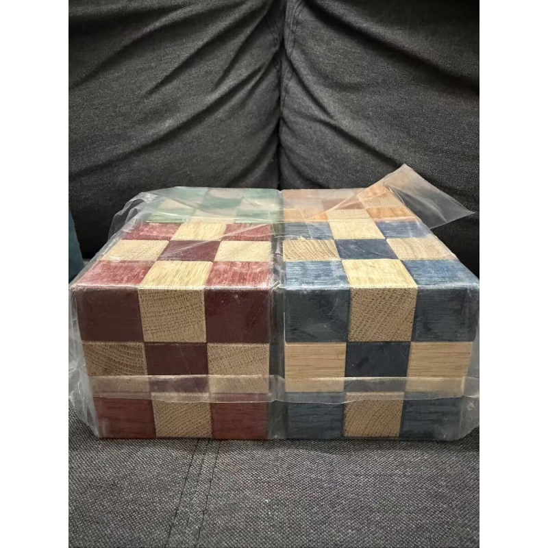 "Checker Cube (set)"(K-3-2) Karakuri Box Akio Kamei
