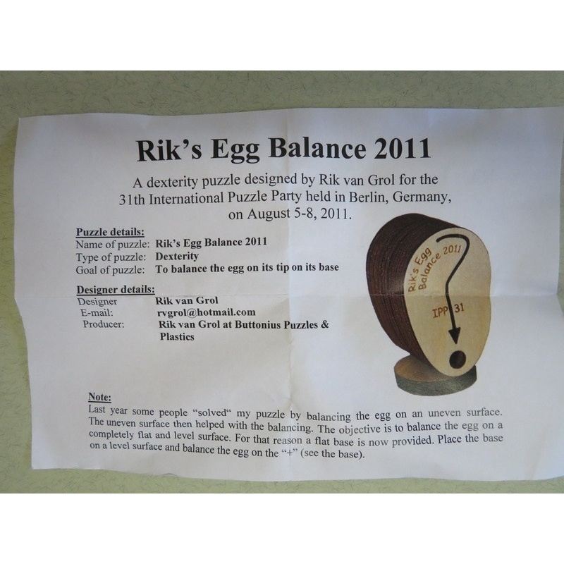 Rik&#039;s Egg Balance 2011 , IPP31 exchange puzzle