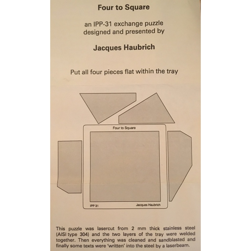 Four to Square (Exchange Puzzle IPP 31)