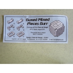 Boxed Mixed Pieces Burr, IPP31 exchange puzzle