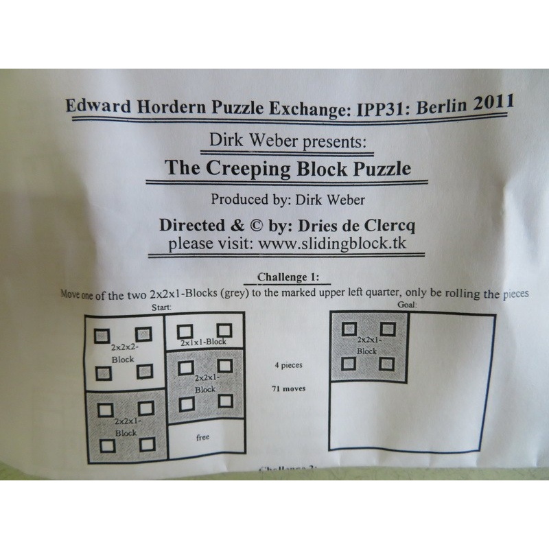 Creeping Block Puzzle , IPP31 exchange puzzle