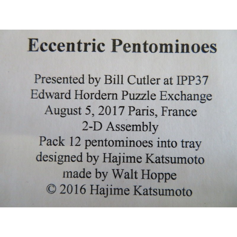 Eccentric Pentominoes, IPP37 exchange puzzle