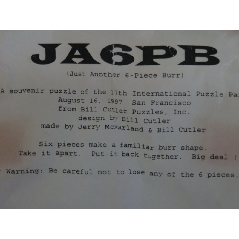 JA6PB: Just Another 6 Piece Burr, IPP17 exchange puzzle