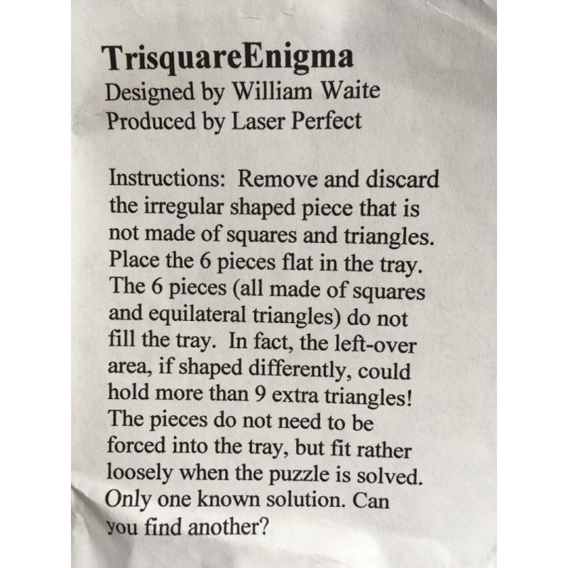 TriSquare Enigma, IPP23 exchange puzzle