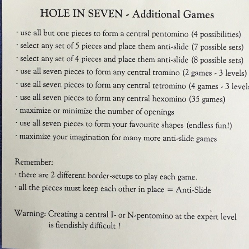 Hole in seven, IPP20 exchange puzzle