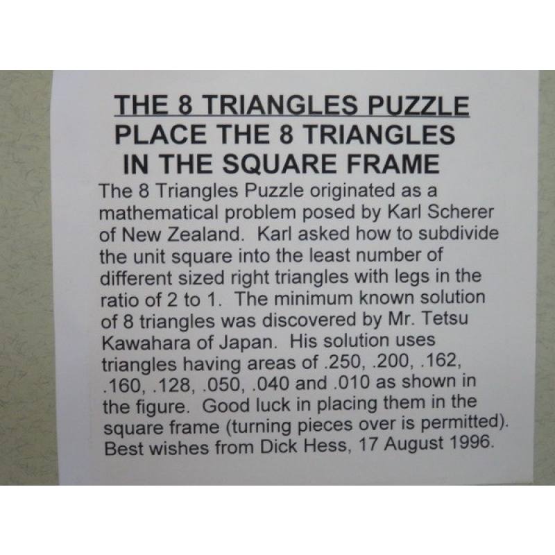 The 8 triangles puzzle - IPP16 exchange puzzle