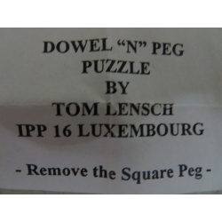 Dowel &quot;N&quot; Peg puzzle, IPP16 exchange puzzle