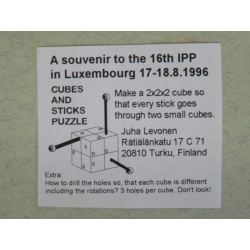 Cubes and sticks puzzle, IPP16 exchange puzzle