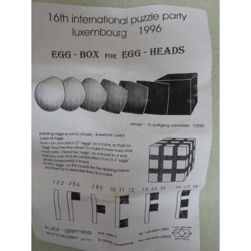 Egg-box for Egg-heads, IPP16 exchange puzzle