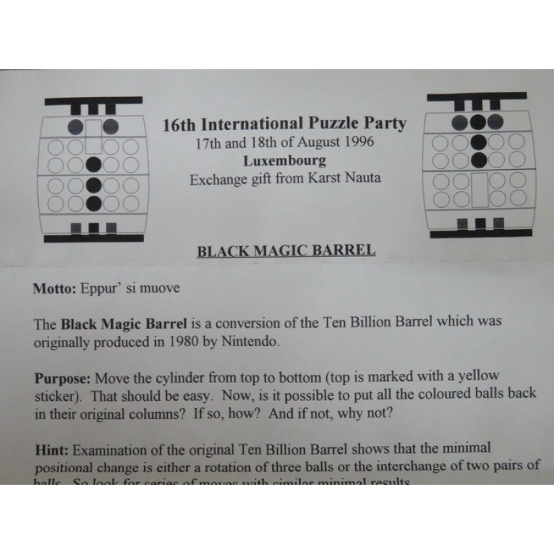 Black Magic Barrel, IPP16 exchange puzzle