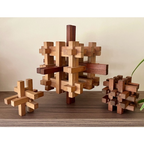 3 Vintage Burr puzzles