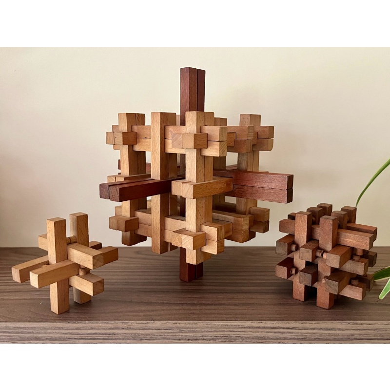 3 Vintage Burr puzzles